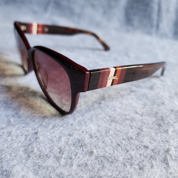 Longchamp Burgundy Semi Cat-Eye Sunglasses In Havana LO635S main image 10